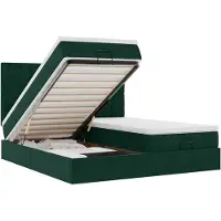 vidaXL Ottoman-lit avec matelas & LEDs vert foncé 200x200 cm velours