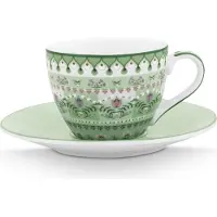 Pip studio Lily&Lotus Moon Delight Tasse à espresso vert clair avec soucoupe 120ml