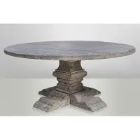 Demotex GmbH Casa Padrino Table de salle à manger ronde en chêne rustique gris - Table de style baroque en chêne massif