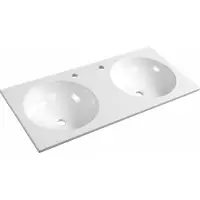 Sapho Juno - Double lavabo 1000x150x470 mm, sans trop-plein, trous pour robinetterie, blanc JU100