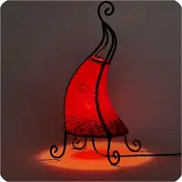 SIMANDRA Lampe orientale Lampe henné marocain en cuir Lampe de table Lampadaire Coq soleil 40 cm, rouge