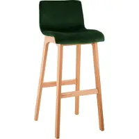 CLP Tabouret de bar moderne, hauteur d'assise 77 cm, velours, hêtre aspect naturel, rembourré, piètement à quatre pieds, repose-pieds, patins de protection, pour comptoir