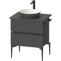Duravit Sivida Meuble sous-lavabo sur console, 2 tiroirs, poignée noire diamantée mate, 645x475x548mm, SV46570BD490000