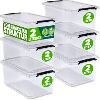 Deuba 6x Boîte de rangement plastique 20x15x12cm 2L