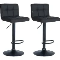 CLP lot de 2 tabourets de bar Feni en similicuir, couleur:noir, piètement couleur:noir