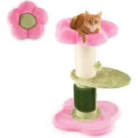 Northix Arbre à chat avec assise en peluche, poteau en sisal, 69 cm, rose