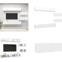 vidaXL 6 pcs. Ensemble d'armoires TV Blanc Bois composite - Ensemble d'armoires TV - Ensemble d'armoires TV suspendues - Ensembles d'armoires TV suspendues