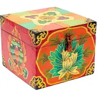 Bahadra Coffre au trésor - Tibétain, noeud continu -- 15x12x12 cm
