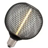 Osram DECOR LED Globe en verre transparent noir sans plomb avec filament de paille 3.5W, blanc chaud confortable 818, 110lm/1800K, avec douille à vis E27, dimmable, diamètre 125 mm.