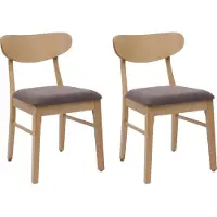 Mendler Lot de 2 chaises de salle à manger HWC-M59, chaise de cuisine, tissu/textile bois massif structure claire, taupe