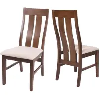 Mendler Lot de 2 chaises de salle à manger HWC-M58, chaise de cuisine, tissu/textile bois massif bâti foncé, crème