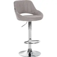 CLP Tabouret de bar Milet, revêtement en tissu, réglable en hauteur, pivotant, avec dossier | Couleur : gris, structure : chromée