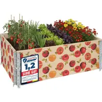 Garronda 2 cadres en bois avec imprimé – Jardinières surélevées pour plantes, fleurs, fruits, légumes, en bois avec imprimé décoratif tomate