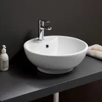 KIAMAMI VALENTINA LAVABO À POSER DESIGN ROND CÉRAMIQUE BLANC