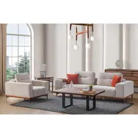 Xl Moebel Gmbh Canapé blanc rembourré Ensemble de trois fauteuils Table basse Tables d'appoint