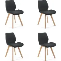 Akord Chaises en tissu noires modernes 4 pièces style scandinave avec pieds en bois