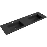 Mexen Otis lavabo double encastré pour plan de travail 161 x 46,5 cm, noir mat - 25181671D