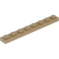 LEGO 1x8 plaque 3460 - 100 pièces beige foncé