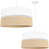 Light11 HOME Light-Home Juta Lampe à suspendre - métal avec abat-jour en tissu - E27 - Classique 1-flamme 45 cm - base blanche et jute et blanc