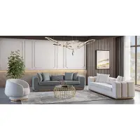 Xl Moebel Gmbh Blanc-gris meubles rembourrés luxueux en acier inoxydable Canapé 4 places 3pcs