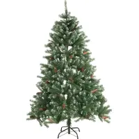 Huismerk - Arbre de Noël artificiel avec pommes de pin et neige - PVC Artificiel Pin - 210 cm - 1024 pointes