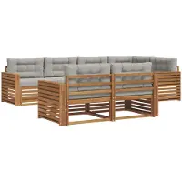 vidaXL Ensemble de canapés d'extérieur avec coussins 7 pièces Naturel et Gris clair