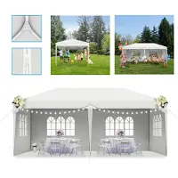 LZQ 3x6m Tente de réception de jardin Pavillon de jardin Tente de fête Protection UV Pavillon de jardin Tente à bière avec 6 parois latérales amovibles pour jardin Fête Mariage, Blanc