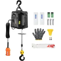 Vevor Palan Électrique 3 en 1 Treuil Électrique Portable 220-240 V CA Treuil de Levage 498,95 kg 1500 W Hauteur de Levage 7 m 4 m/min Télécommande Filaire et Sans Fil pour Garage Entrepôt Remorquage