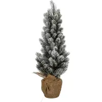 House of Seasons Sapin de Noël artificiel dans un sac en jute - H60 x Ø30 cm - Vert Frosted
