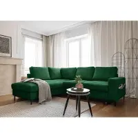 Miuform Lofty Lilly Canapé d'angle avec fonction lit L-FORME GAUCHE- 237 x 197 cm - vert émeraude - Canapé Canapé-lit