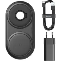Baseus Wireless Charger chargeur sans fil 10W + câble USB type C 3A 1M + chargeur mural 12 V / 2A compatible avec iPhone, Watch, Air Pods noir