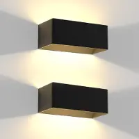 ZMH LED wall light 2pcs indoor and outdoor black wall lamp warm white hallway lamp IP20 waterproof outdoor wall lamp 5W garden