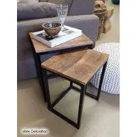 Abato Table basse 2pcs pièce salon table de set Dallas noir