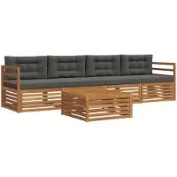 vidaXL Ensemble de canapés d'extérieur avec coussins 5 pièces Nature et Anthracite