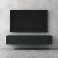 Doporro Meuble TV Bas 100x40,2x30cm Armoire TV Gris Noir Mat Table de Télévision Salon avec Porte Meuble TV Suspendu MBTV02