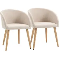 Fortuna Lai Lot de 2 chaises rembourrées, design scandinave, chaises rembourrées avec pieds en bois, patins antidérapants, capacité de charge de 150 kg, beige
