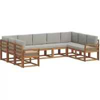 vidaXL Ensemble de canapés d'extérieur avec coussins 9 pièces Naturel et gris clair