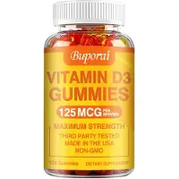 Buporai Vitamine D3 Gommes 125 mcg (100 gommes) Complément alimentaire, système immunitaire, os, articulations, dents