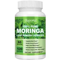 Buporai Extrait de moringa 1200 mg (120 capsules) Complément alimentaire, métabolisme, inflammation, peau, cheveux, ongles, cerveau, système immunitaire