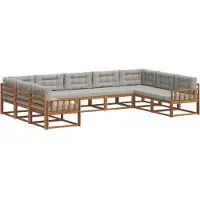 vidaXL Ensemble de canapés d'extérieur avec coussins 9 pièces Naturel et gris clair