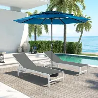 OKWISH Parasol de Jardin Rond Double Face - Grand Parasol avec Manivelle et Structure en Acier - Toile Polyester 294x294 cm - Bleu