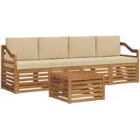 Syfax Ensemble de canapés d'extérieur 5 pcs Naturel et Beige