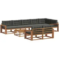 vidaXL Ensemble de canapés d'extérieur avec coussins 9 pièces Nature et Anthracite