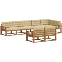 vidaXL Ensemble de canapés d'extérieur avec coussins 8 pièces Nature et Beige