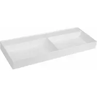 Hak GODIVA lavabo double, en fonte de marbre, 119x44cm, sans trou pour robinetterie, blanc