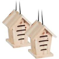 Relaxdays Hôtel Set de 2 Hôtels pour insectes suspendus au jardin Bois non traité Nature - Coccinelle