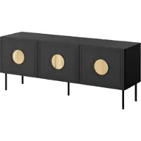 Sonstiges Armoire TV PALACE 150 cm 3D NOIR MAT / CHÊNE CRAFT avec pieds métalliques noirs 3 portes Debout Armoire basse Armoire TV Moderne Loft TV Board Lowboard Sideboard Pieds métalliques