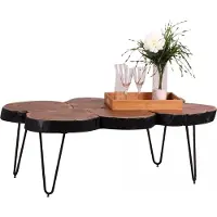 Wohnling Acacia Table basse 115 x 70 x 40 cm en bois massif en forme de tronc d'arbre ; WL1.510