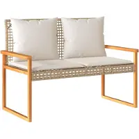 vidaXL Banc de jardin avec coussins Beige Poly rotin acacia