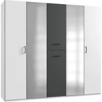Wimex Armoire Lima 225x58x208cm blanc graphite avec tiroirs de pharmacie (17983)